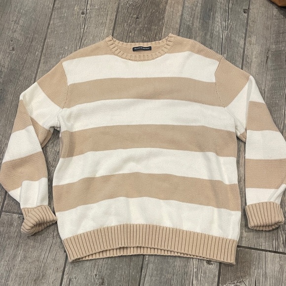 Brandy Melville Striped Beige and White  Sweater - Picture 1 of 4
